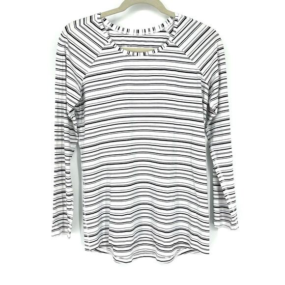 Lululemon Emerald Long Sleeve Shirt Cut Back Stripe Black White Size 4 - Picture 6 of 6